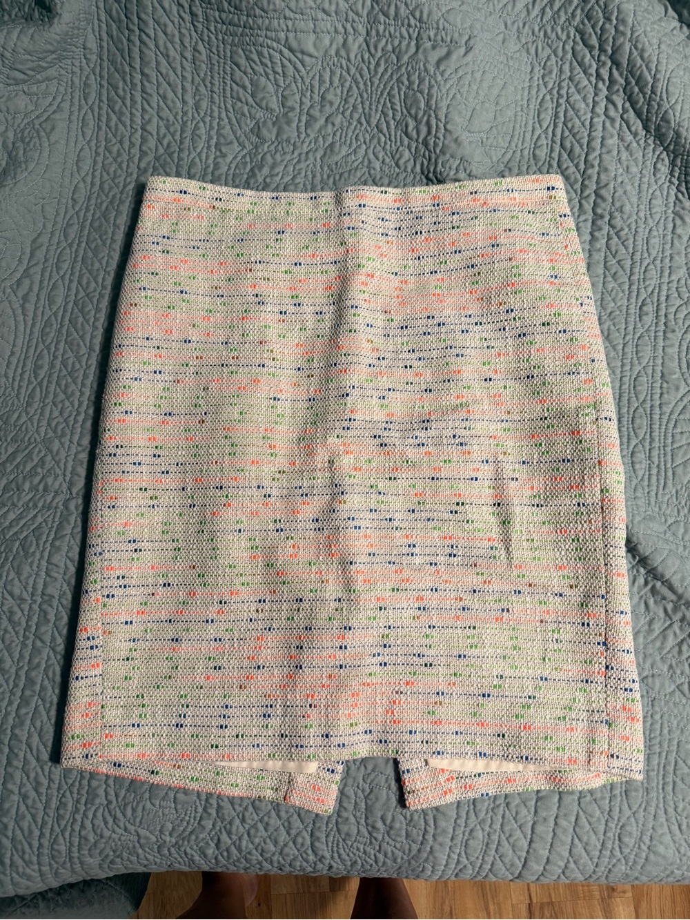 J. Crew Cream Mini Skirt with Neon Speckle